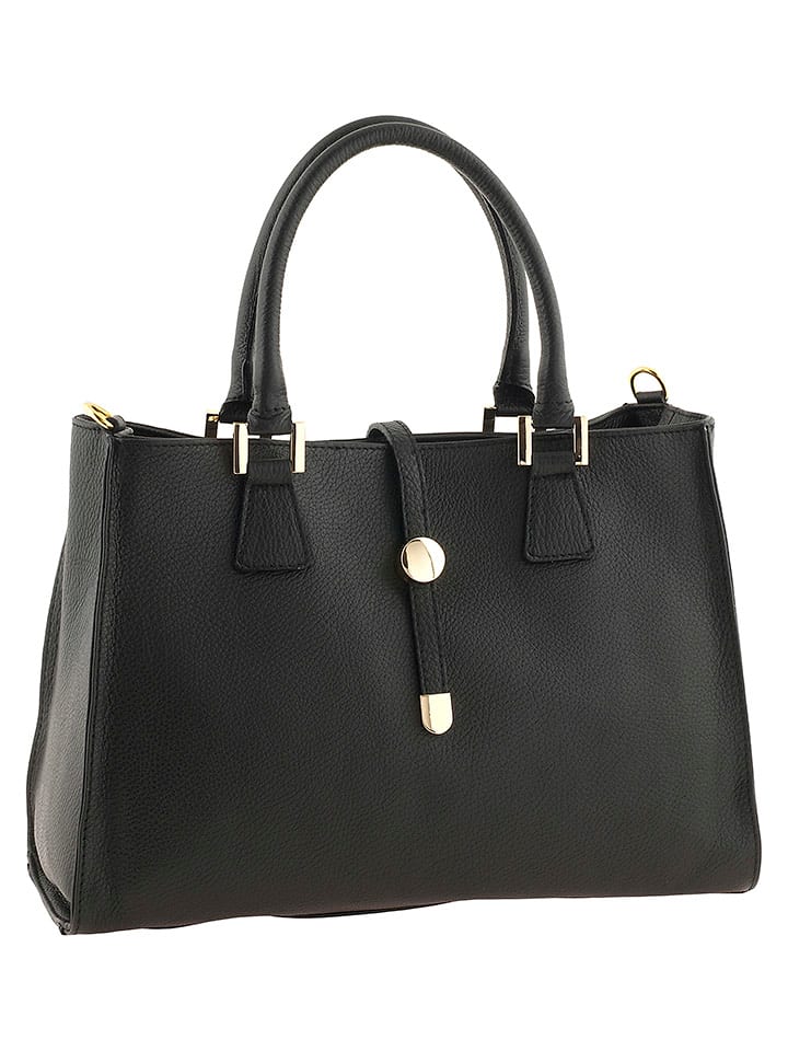 ORE10 Skórzana torebka "Mida" w kolorze czarnym - 35 x 25 x 11 cm rozmiar: onesize