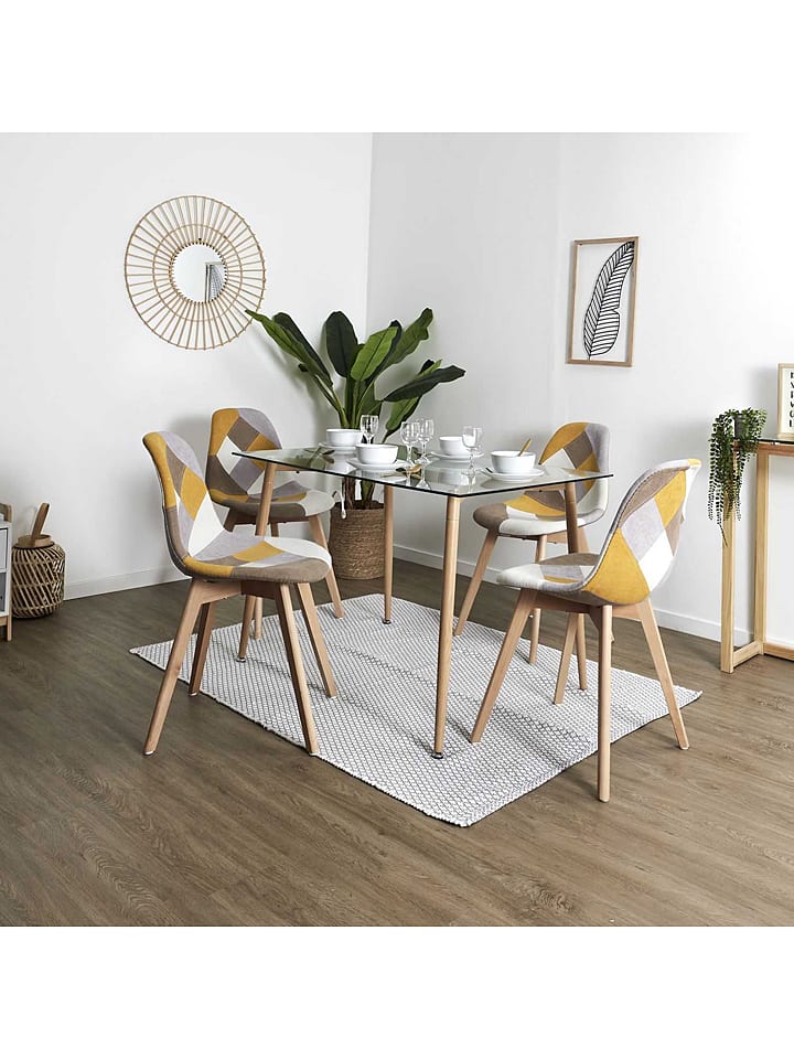 THE HOME DECO FACTORY Krzesło "Patchwork" w kolorze szaro-żółtym - 57,8 x 86,5 x 47 cm rozmiar: onesize