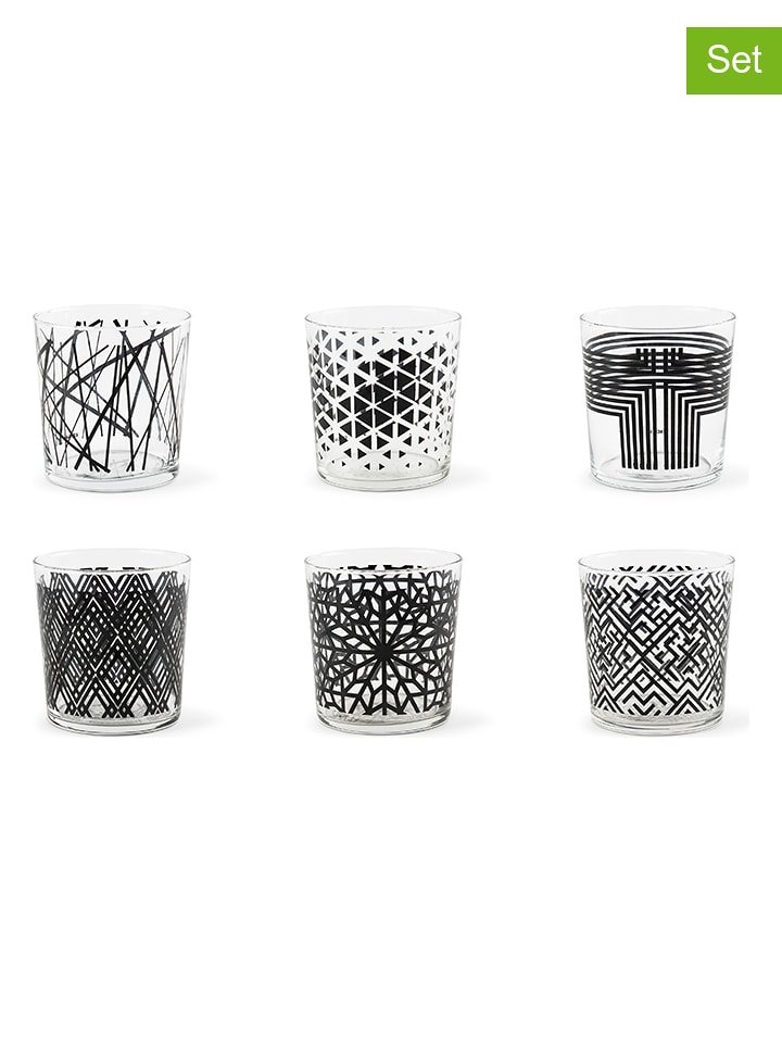 Trendy Kitchen by EXCÉLSA Szklanki (6 szt.) w kolorze czarnym - 350 ml rozmiar: onesize