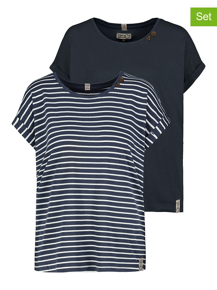 Sublevel Koszulki (2 szt.) w kolorze granatowo-białym rozmiar: XS