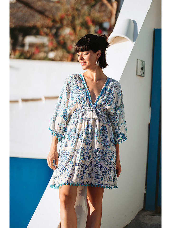 Isla Bonita by SIGRIS Sukienka w kolorze biało-błękitnym rozmiar: M