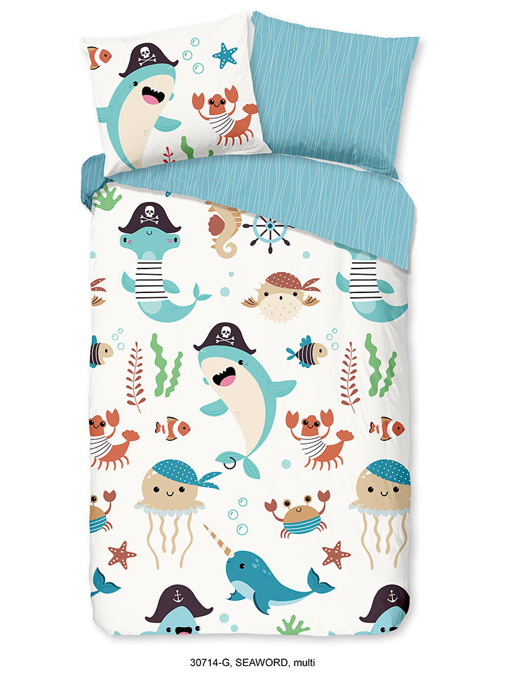 Good Morning Komplet pościeli "Seaworld" w kolorze białym ze wzorem rozmiar: 135x200 cm