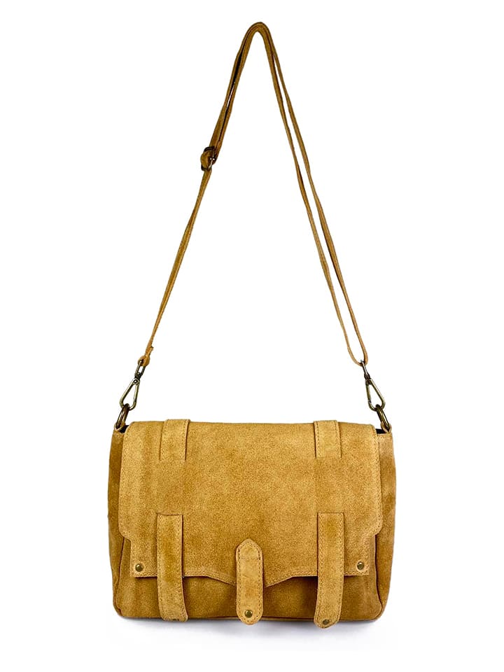 ORE10 Skórzana torebka "Sim" w kolorze jasnobrązowym - 30 x 21 x 8 cm rozmiar: onesize