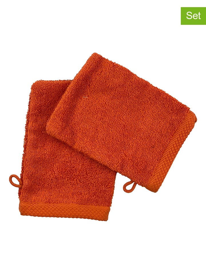 Soft by Perle de Coton Myjki (2 szt.) "Epo" w kolorze pomarańczowym rozmiar: 16x21 cm