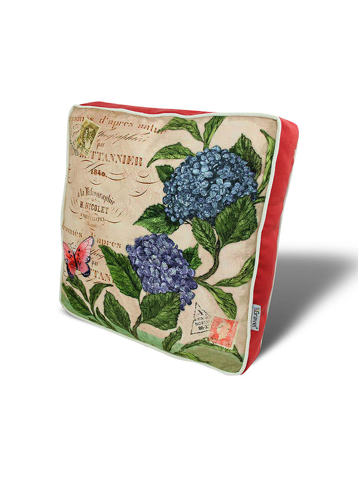 FLORIANE GARDEN Poduszka w kolorze beżowo-niebiesko-zielonym na krzesło rozmiar: 42x42 cm