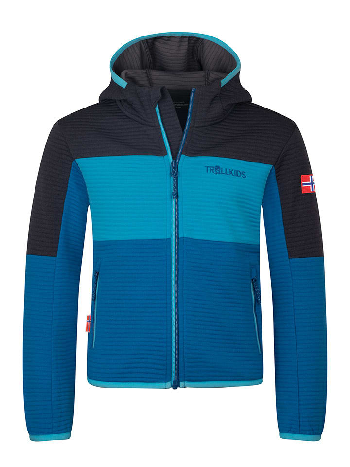 Trollkids Kurtka polarowa "Sogndal" w kolorze niebiesko-czarnym rozmiar: 128
