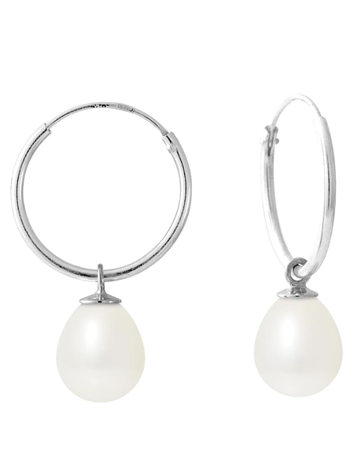 Pearline Srebrne kolczyki-kreole z perłami rozmiar: onesize