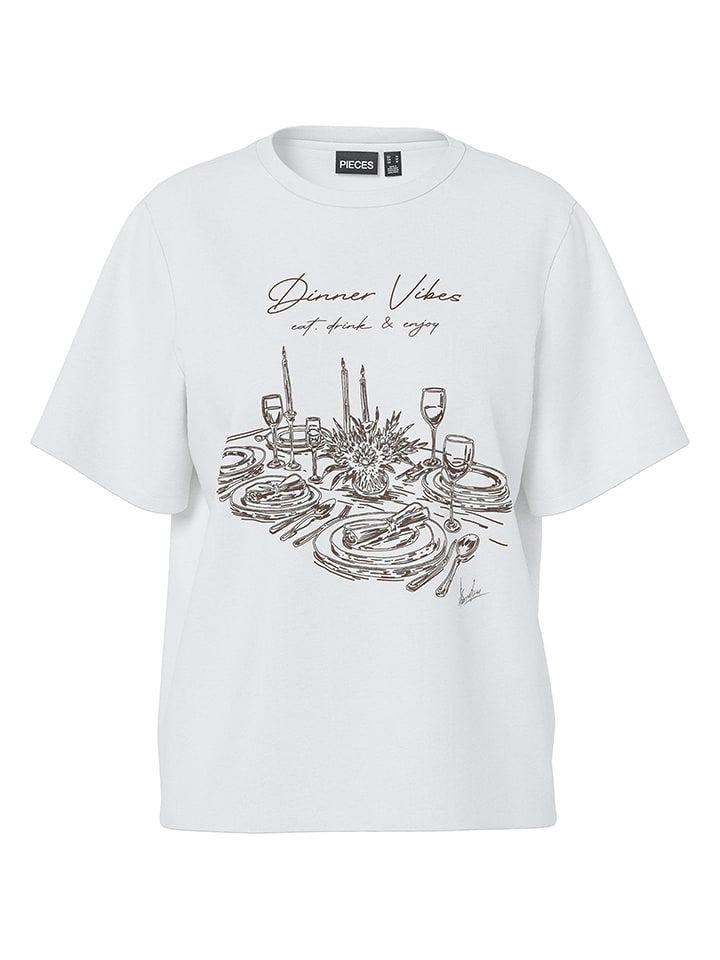 Pieces Koszulka w kolorze białym rozmiar: L