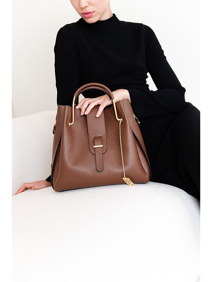 Lucca Baldi Skórzana torebka "Vinci" w kolorze brązowym - 33 x 28 x 13 cm rozmiar: onesize