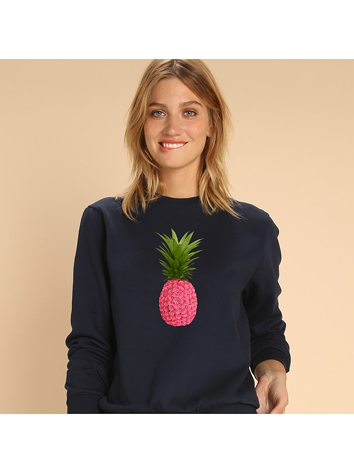 WOOOP Bluza "Floral pineapple" w kolorze granatowym rozmiar: XL