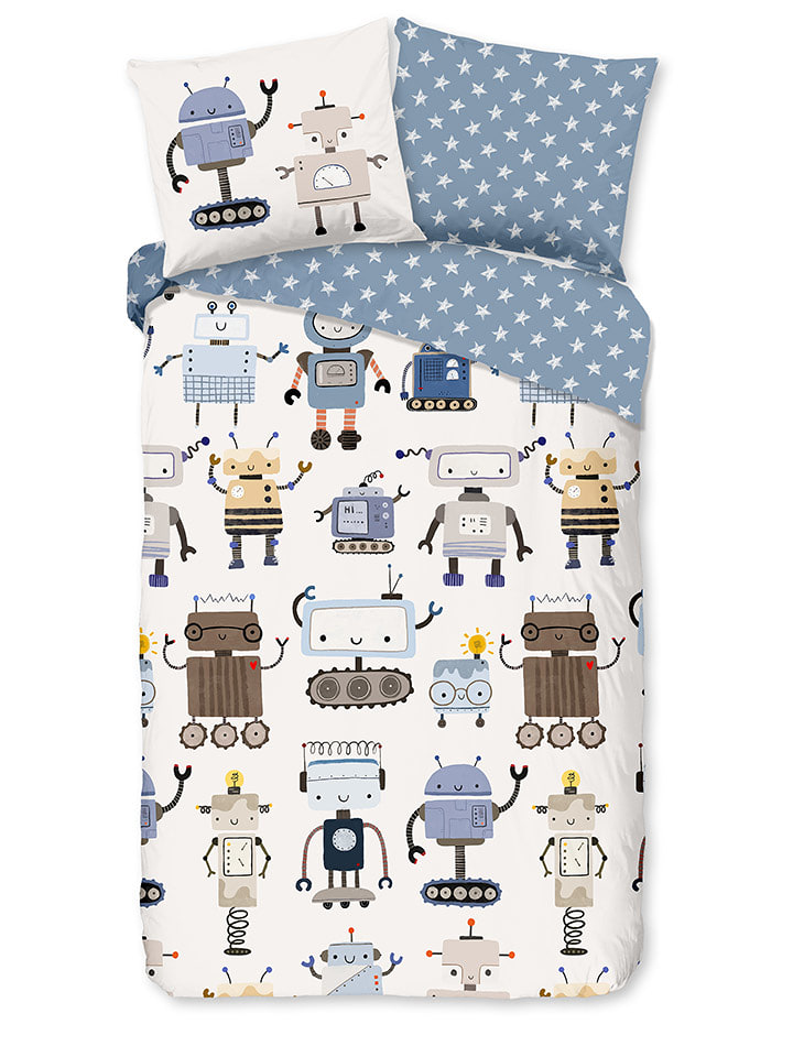 Good Morning Komplet pościeli "Robo" w kolorze biało-niebieskim rozmiar: 140x220 cm