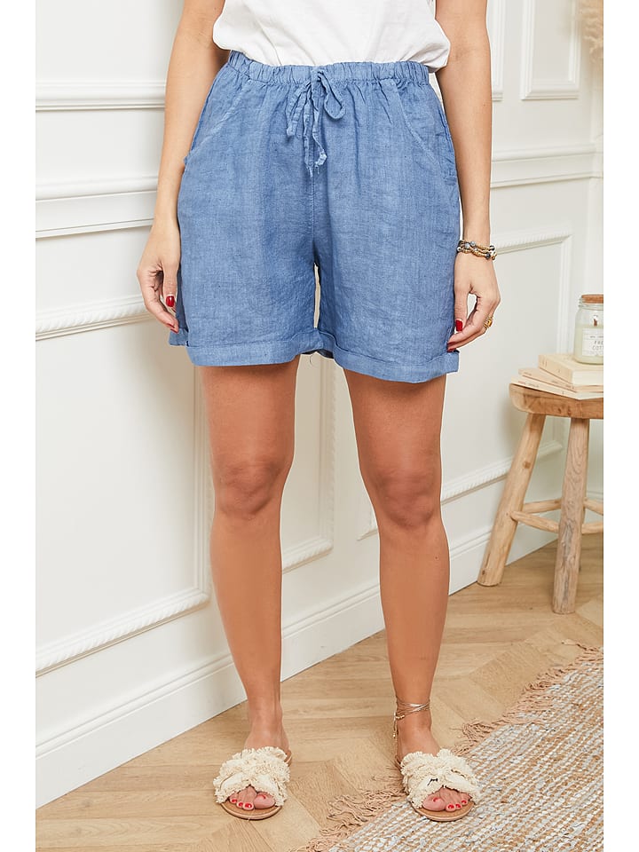Le Monde du Lin Lniane szorty w kolorze niebieskim rozmiar: 34/36