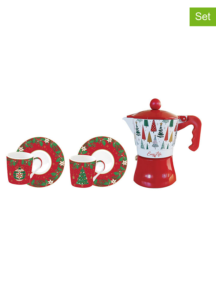 Easy Life 3-częściowy zestaw "Jingle Bells" w kolorze czerwono-biało-zielonym do kawy rozmiar: onesize