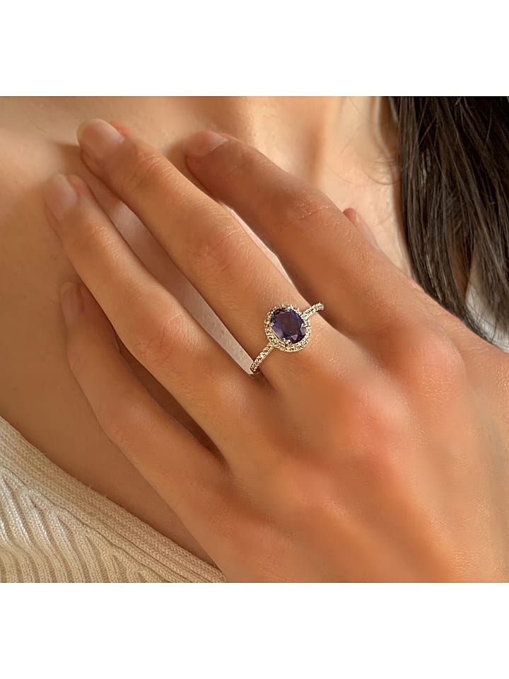 Les Petites Précieuses Srebrny pierścionek z kamieniami szlachetnymi rozmiar: 54