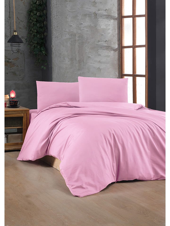 Colourful Cotton Komplet pościeli renforcé w kolorze jasnoróżowym rozmiar: 260x220 cm