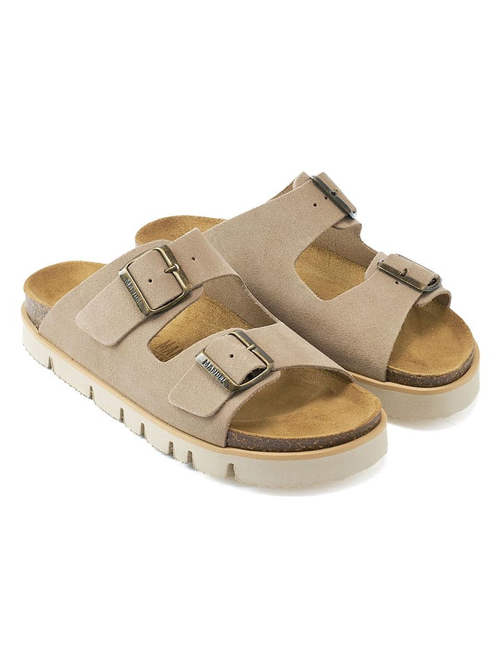 Mandel Skórzane klapki w kolorze szarobrązowym rozmiar: 39