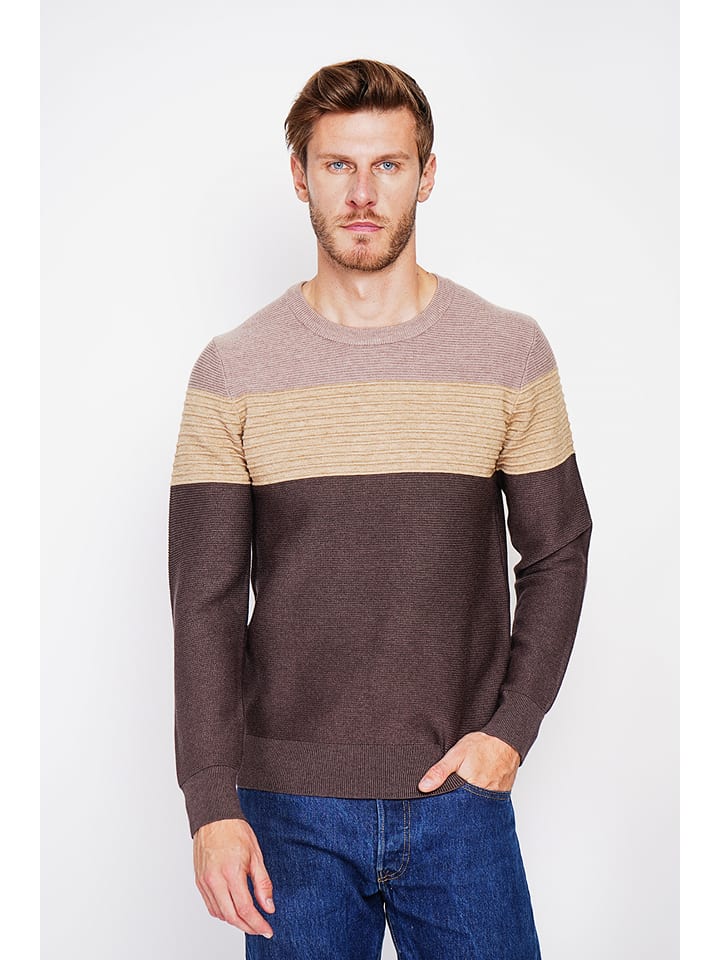 William de Faye Sweter w kolorze ciemnobrązowo-beżowym rozmiar: 48