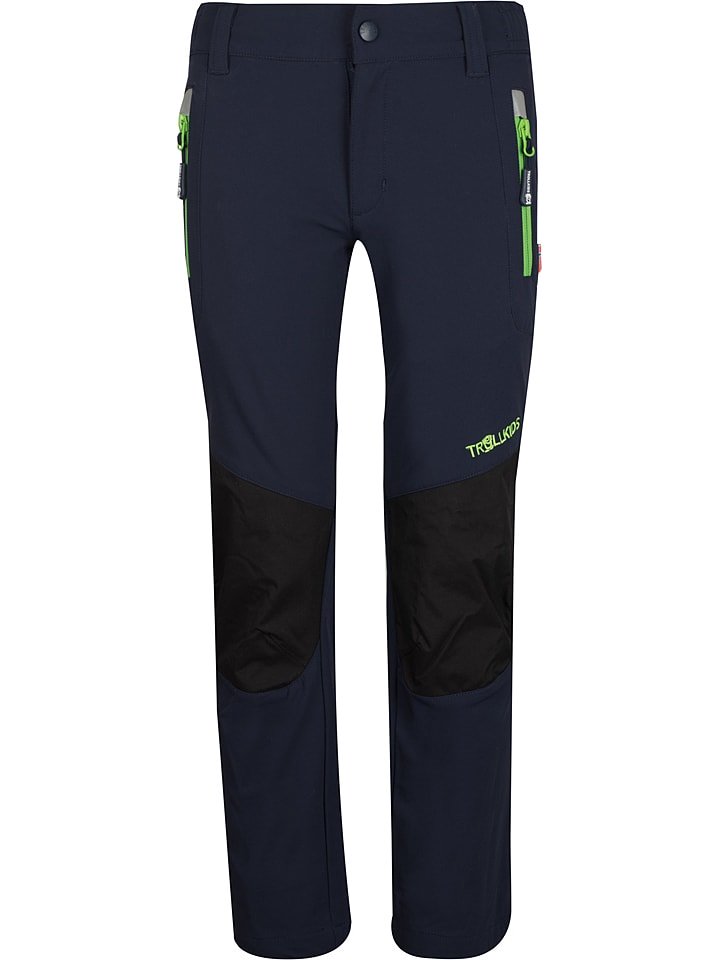 Trollkids Spodnie softshellowe "Lysefjord" w kolorze granatowo-zielonym rozmiar: 140