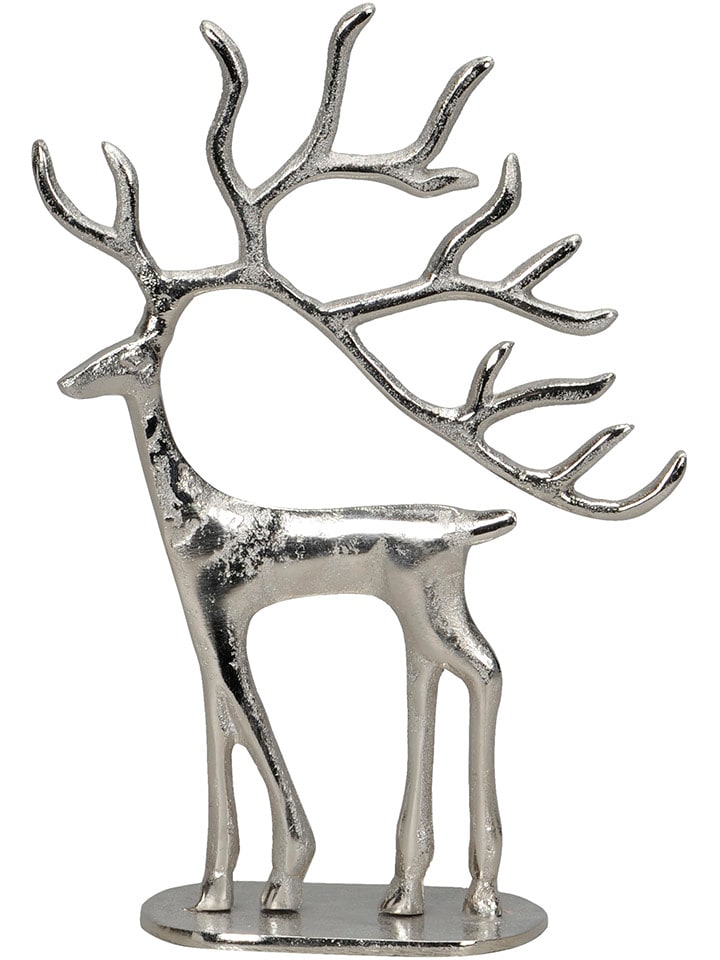 POSIWIO Figurka dekoracyjna "Deer" w kolorze srebrnym - 22 x 31 x 8 cm rozmiar: onesize