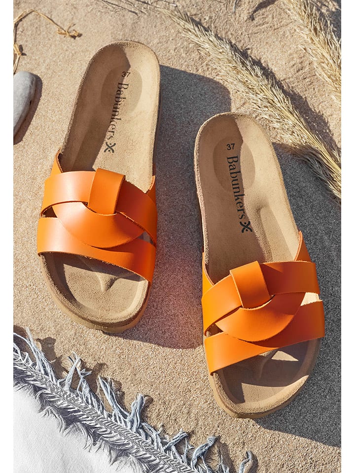 BABUNKERS Family Skórzane klapki w kolorze pomarańczowym rozmiar: 37