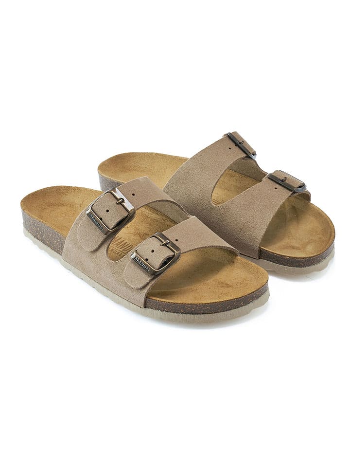 Mandel Skórzane klapki w kolorze szarobrązowym rozmiar: 40