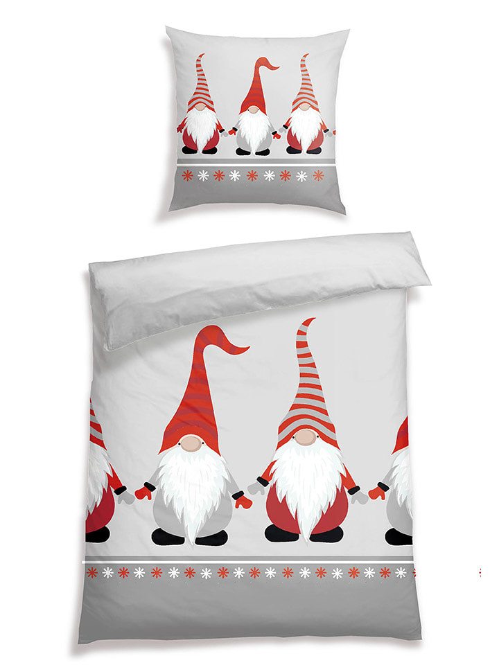 Schiesser Komplet pościeli flanelowej "Balduin" w kolorze szaro-czerwonym rozmiar: 135x200 cm