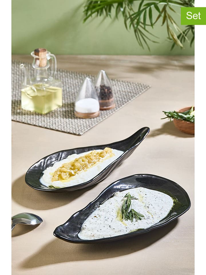 Violeta Home Półmiski (2 szt.) w kolorze czarnym - 27 x 14 cm rozmiar: onesize