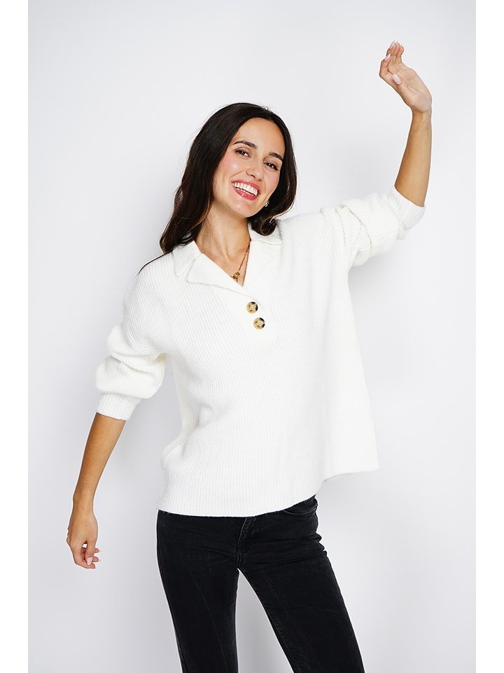 ASSUILI Kaszmirowy sweter w kolorze białym rozmiar: 38