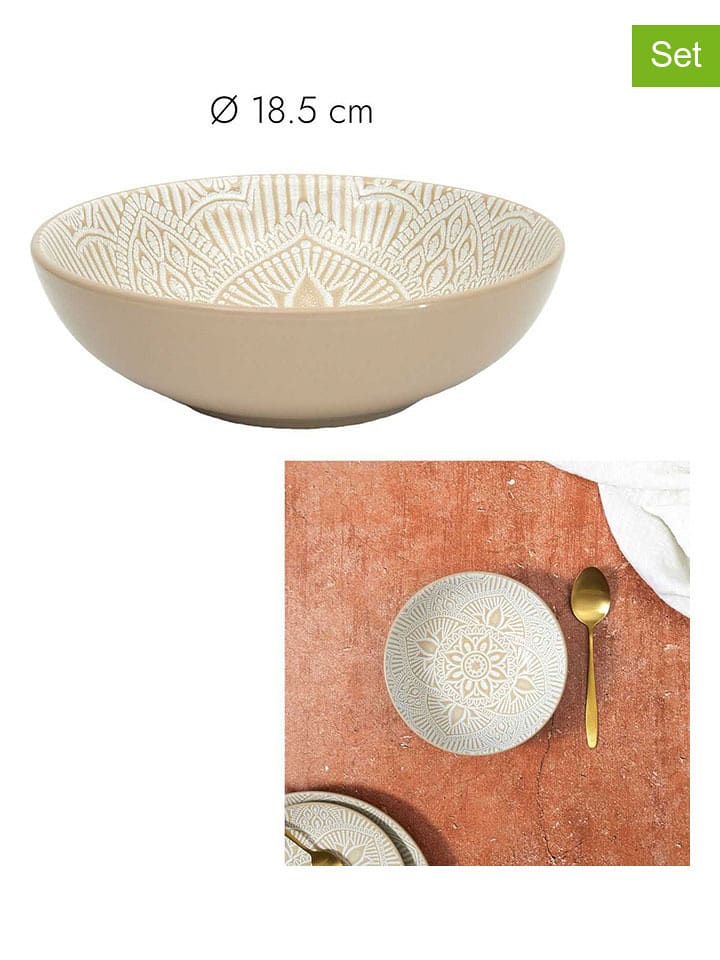 Ethnical Life Talerze głębokie (6 szt.) "Sahara" w kolorze beżowym - Ø 18,5 cm rozmiar: onesize