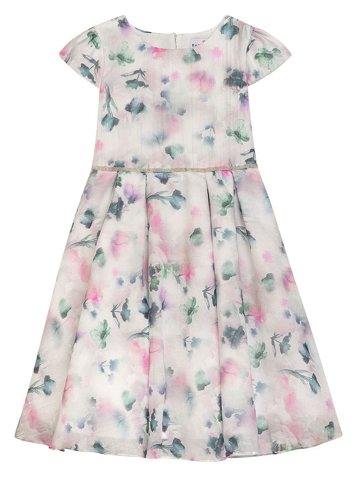 Danamade Sukienka "Draja" w kolorze zielono-jasnoróżowo-kremowym rozmiar: 146