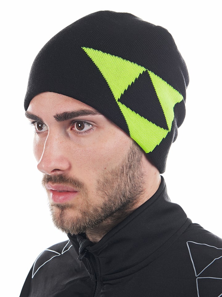 Fischer Czapka beanie w kolorze czarno-jaskrawozielonym rozmiar: onesize