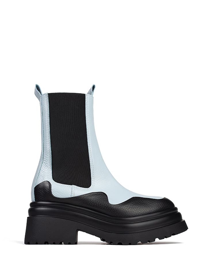 l37 Skórzane sztyblety w kolorze niebiesko-czarnym rozmiar: 41