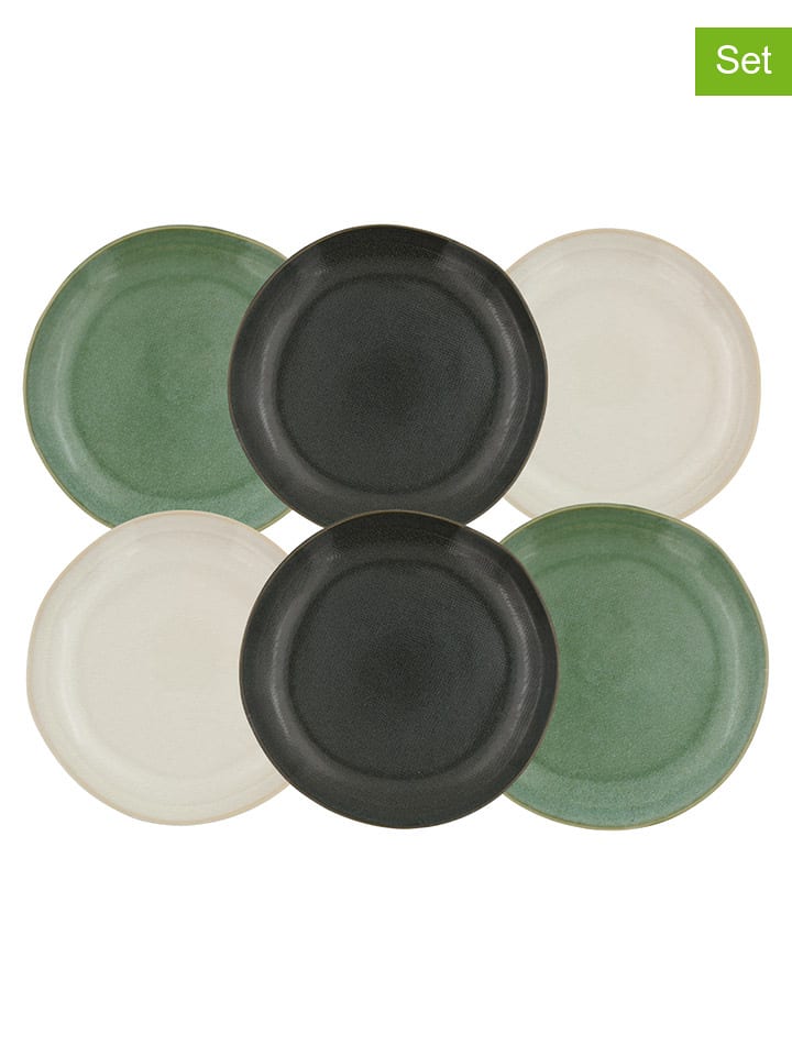 Ard'time Talerze obiadowe (6 szt.) "Mila" w kolorze zielono-białym - Ø 26 cm rozmiar: onesize