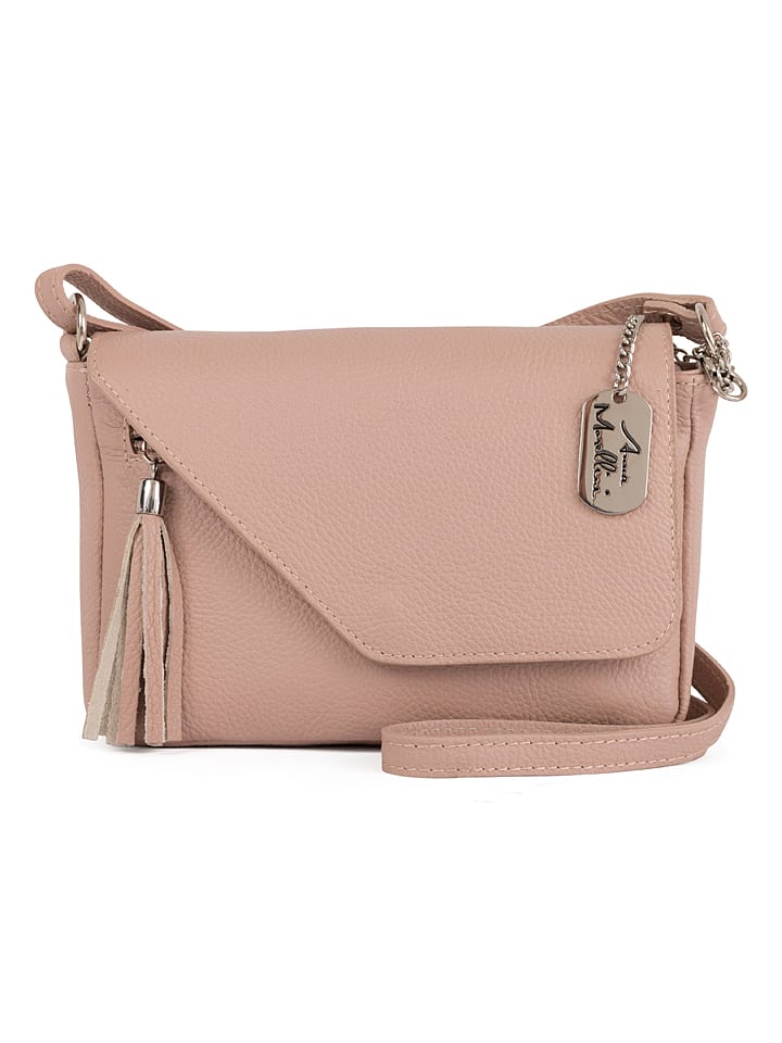 Anna Morellini Skórzana torebka "Lola" w kolorze szaroróżowym - 24 x 18 x 6 cm rozmiar: onesize