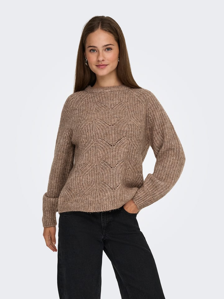 ONLY Sweter w kolorze jasnobrązowym rozmiar: XS