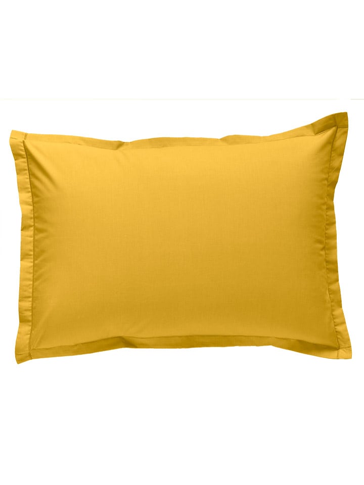 Soft by Perle de Coton Perkalowa poszewka w kolorze musztardowym na poduszkę rozmiar: 140x200 cm