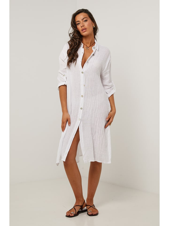 Le Monde du Lin Lniana sukienka w kolorze białym rozmiar: 38/40