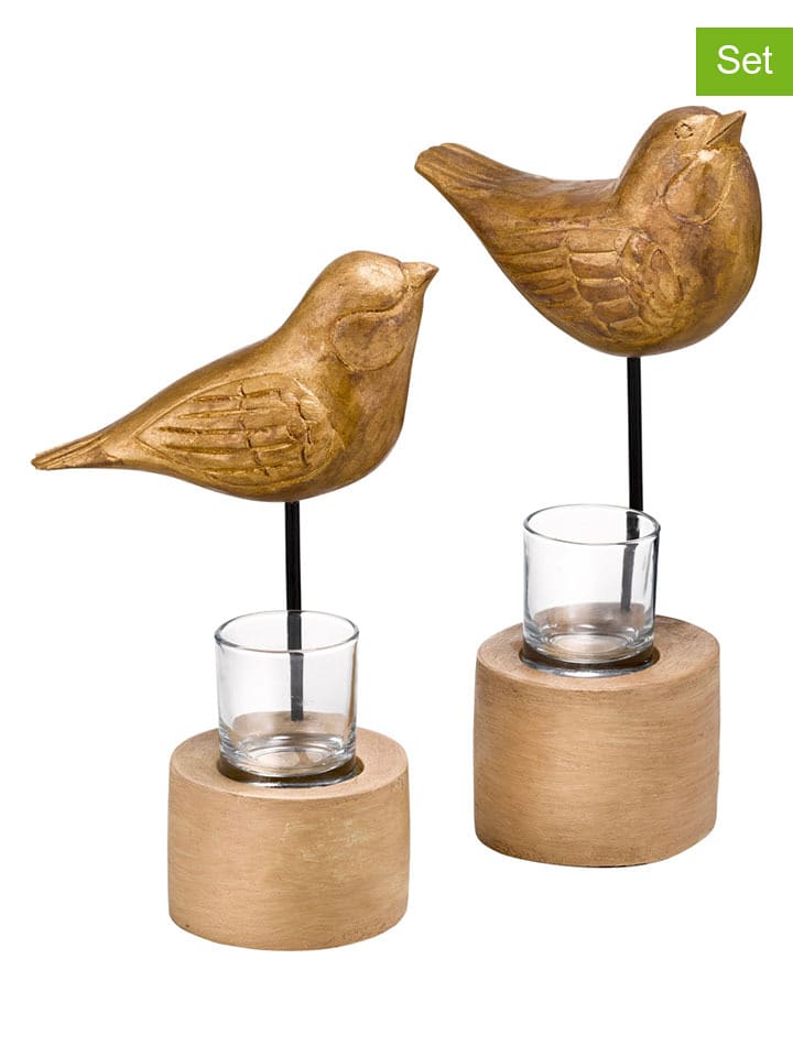 heine home Świeczniki (2 szt.) w kolorze złotym rozmiar: onesize