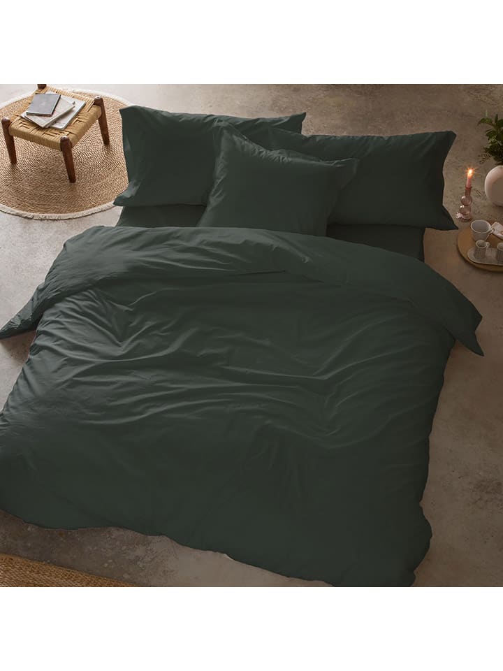 Monsun Perkalowa pościel "Sakura" w kolorze zielonym rozmiar: 140x200cm