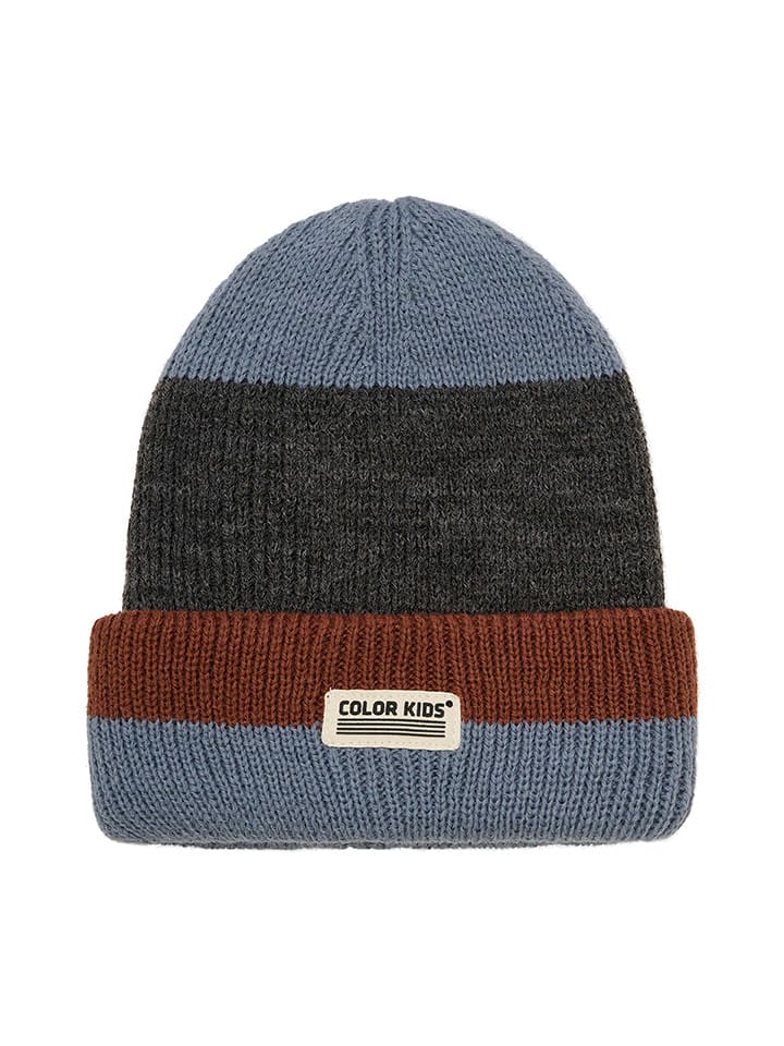 Color Kids Czapka beanie w kolorze szaro-niebiesko-jasnobrązowym rozmiar: 56 cm