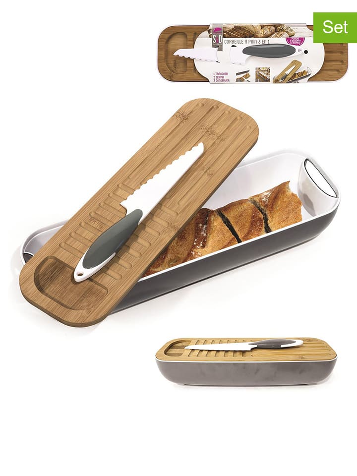 COOK CONCEPT 3-częściowy zestaw w kolorze szaro-brązowym do chleba rozmiar: onesize