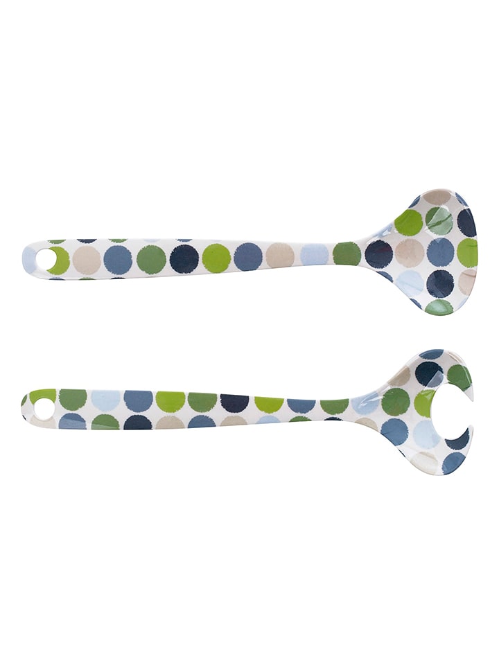 Overbeck and Friends Sztućce sałatkowe "Niki" w kolorze zielono-niebieskim - 26,5 cm rozmiar: onesize