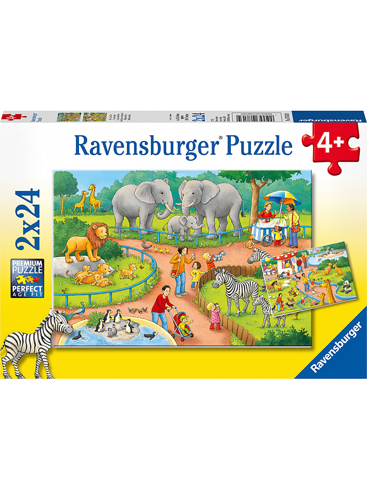 Ravensburger Puzzle (2x 24 szt.) "A day at the zoo" - 4+ rozmiar: onesize
