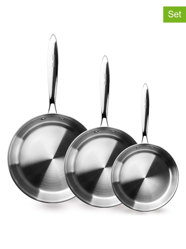 Ibili Patelnie (3 szt.) "Triply Natural" w kolorze srebrnym rozmiar: onesize