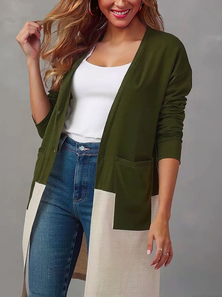 Milan Kiss Kardigan w kolorze oliwkowo-kremowym rozmiar: M