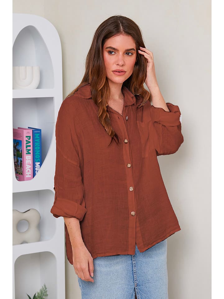 Rodier Lin Lniana koszula w kolorze brązowym rozmiar: XL/XXL