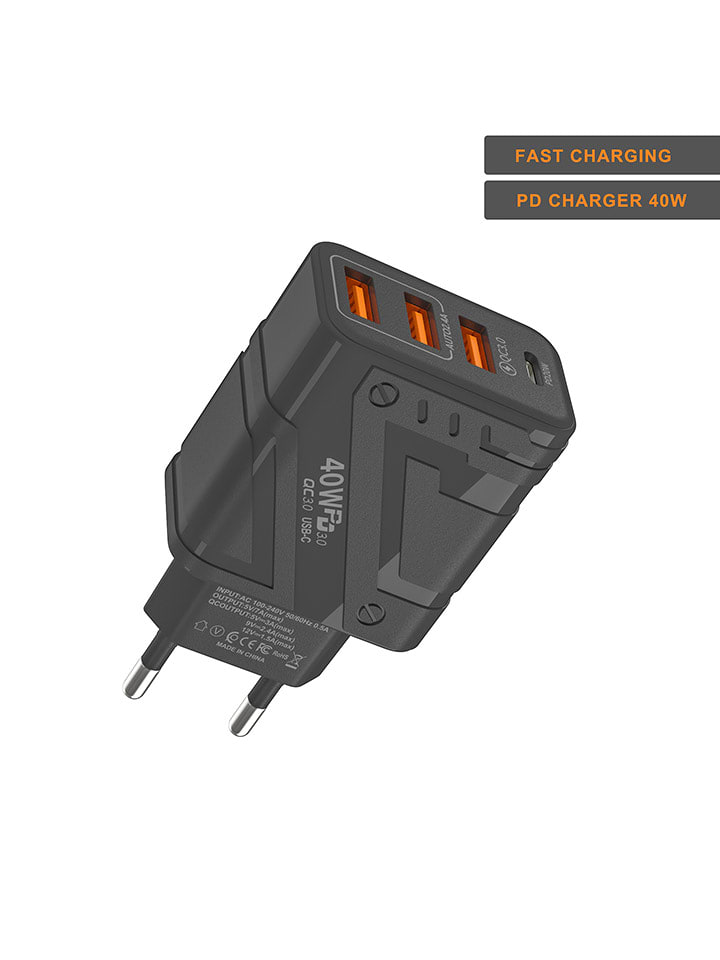 SmartCase Wtyczka sieciowa w kolorze czarnym z 4 portami rozmiar: onesize