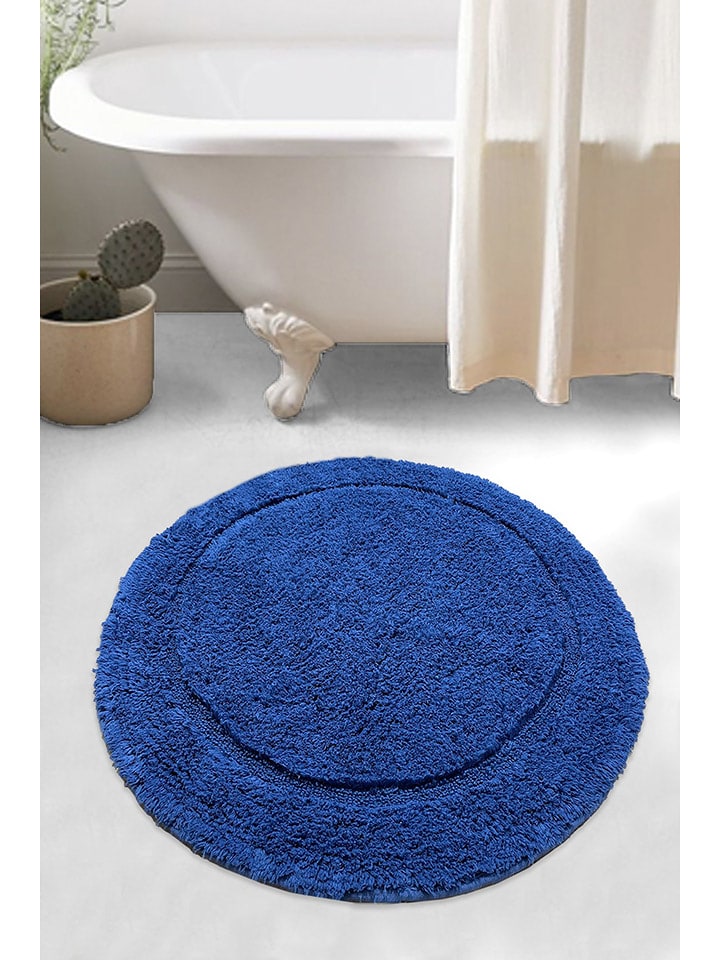 Colourful Cotton Dywanik łazienkowy w kolorze niebieskim rozmiar: 90x90 cm