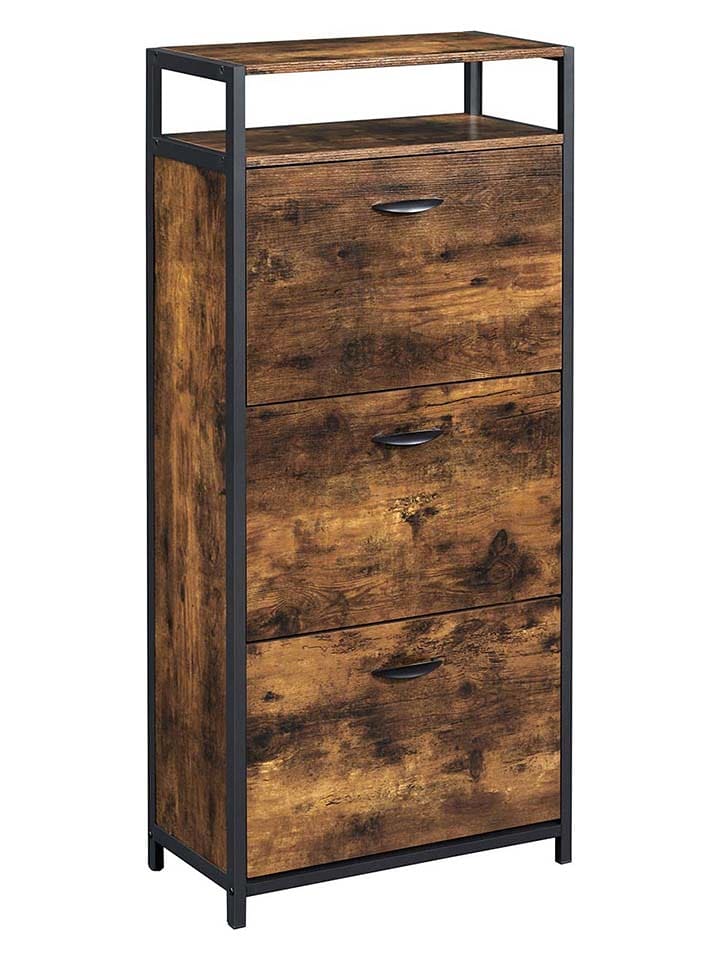 Songmics Regał w kolorze czarno-brązowym na buty - 60 x 130 x 30 cm rozmiar: onesize