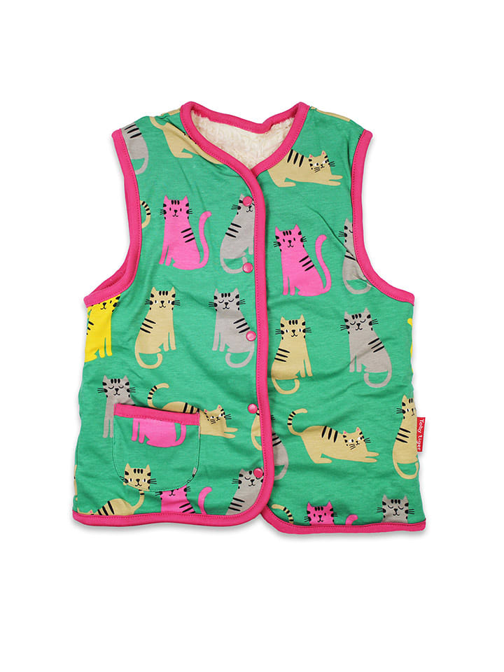 Toby Tiger Dwustronna kamizelka w kolorze zielono-kremowym ze wzorem rozmiar: 104